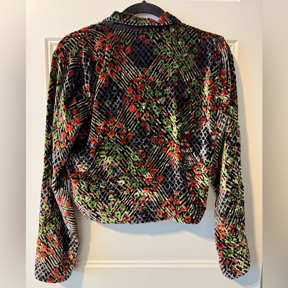 Ettitwa Anthropologie Velvet Floral Wrap Jacket Size 2 - Picture 2 of 7